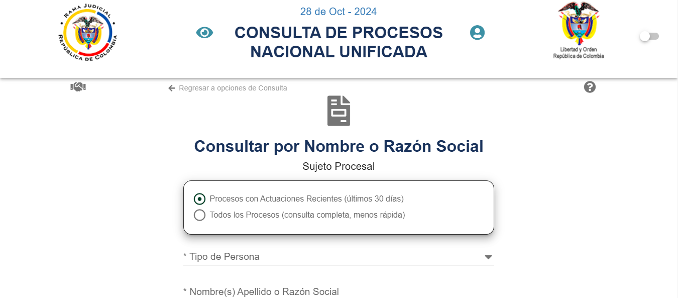Acceder a la Consulta de Procesos en la Rama Judicial
